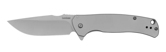 Kershaw Scour Folding Knife Silver Stainless Steel Handle 8Cr13MoV Plain Edge Bead Blast Finish 1416 1 Kershaw Scour Folding Knife Silver Stainless Steel Handle 8Cr13MoV Plain Edge Bead Blast Finish 1416