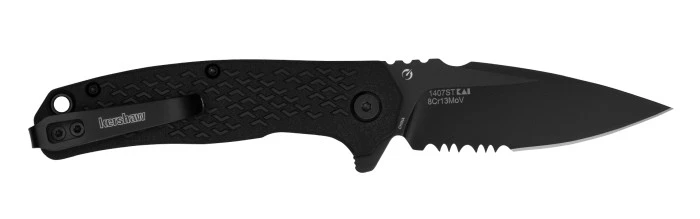 Kershaw Conduit Black Glass-Filled Nylon Folding Knife Black 8Cr13MoV Serrated Blade 1407ST 2 Kershaw Conduit Black Glass-Filled Nylon Folding Knife Black 8Cr13MoV Serrated Blade 1407ST - Image 2