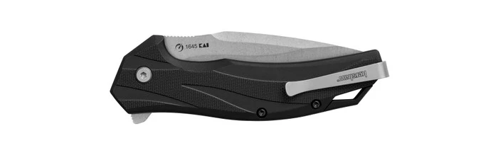 Kershaw Lateral Folding Knife Gray GFN Handle 8Cr13MoV Drop Point With Recurve Plain Edge Stonewash Finish 1645 2 Kershaw Lateral Folding Knife Gray GFN Handle 8Cr13MoV Drop Point With Recurve Plain Edge Stonewash Finish 1645 - Image 2