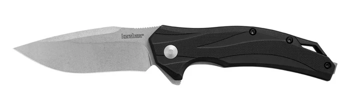 Kershaw Lateral Folding Knife Gray GFN Handle 8Cr13MoV Drop Point With Recurve Plain Edge Stonewash Finish 1645 1 Kershaw Lateral Folding Knife Gray GFN Handle 8Cr13MoV Drop Point With Recurve Plain Edge Stonewash Finish 1645