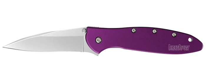 Kershaw K.O. Leek Assisted Open Knife Plain Edge Purple Aluminum Handle 1660PUR 1 Kershaw K.O. Leek Assisted Open Knife Plain Edge Purple Aluminum Handle 1660PUR