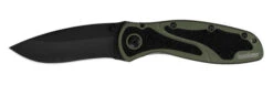 Kershaw Ken Onion Blur Folding Knife Plain Edge Black Blade Olive Drab Aluminum Handle 1670OLBLK