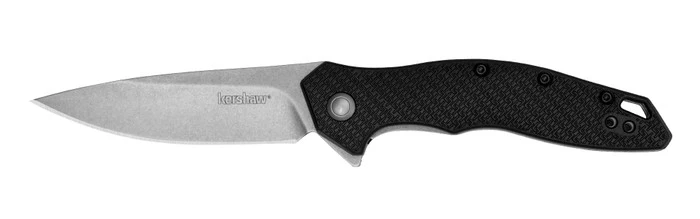 Kershaw Shoreline Folding Knife Black GFN Handle 8Cr13MoV Drop Point Plain Edge Stonewash Finish 1845 1 Kershaw Shoreline Folding Knife Black GFN Handle 8Cr13MoV Drop Point Plain Edge Stonewash Finish 1845