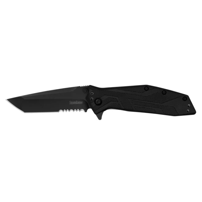 Kershaw Brawler Tanto Black 8Cr13MoV Serrated Folding Knife Nylon Handle 1990ST 1 Kershaw Brawler Tanto Black 8Cr13MoV Serrated Folding Knife Nylon Handle 1990ST