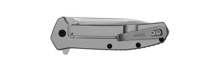 Kershaw Outcome Folding Knife Silver Stainless Steel Handle 8Cr13MoV Clip Point Plain Edge Stonewash Finish 2044 2 Kershaw Outcome Folding Knife Silver Stainless Steel Handle 8Cr13MoV Clip Point Plain Edge Stonewash Finish 2044 - Image 2