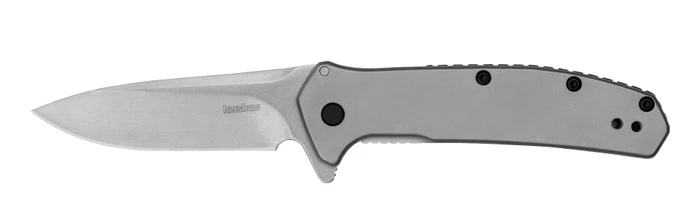 Kershaw Outcome Folding Knife Silver Stainless Steel Handle 8Cr13MoV Clip Point Plain Edge Stonewash Finish 2044 1 Kershaw Outcome Folding Knife Silver Stainless Steel Handle 8Cr13MoV Clip Point Plain Edge Stonewash Finish 2044