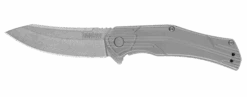 Discontinued Kershaw Husker Frame Lock Assisted Knife Stainless Handle Plain Stonewash Blade 1380