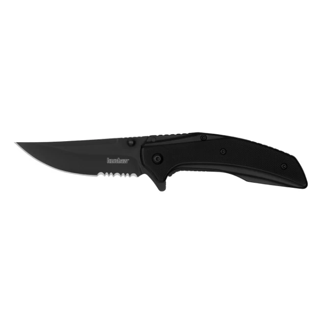 Kershaw Outright Folding Knife Black G10 Handle Serrated Black PVD 8Cr13MoV KS8320BLKST 1 Kershaw Outright Folding Knife Black G10 Handle Serrated Black PVD 8Cr13MoV KS8320BLKST