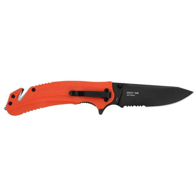 Kershaw Barricade Folding Knife Orange GFN Handle 8Cr13MoV Drop Point Partially Serrated Edge 8650ST 2 Kershaw Barricade Folding Knife Orange GFN Handle 8Cr13MoV Drop Point Partially Serrated Edge 8650ST - Image 2
