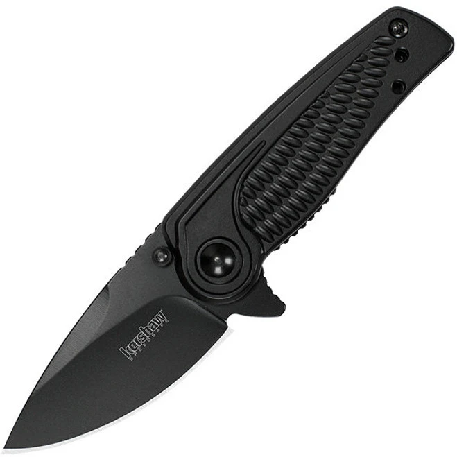 Kershaw Spoke Assisted Knife Black Steel Handle Black Plain Edge 1313BLK 1 Kershaw Spoke Assisted Knife Black Steel Handle Black Plain Edge 1313BLK