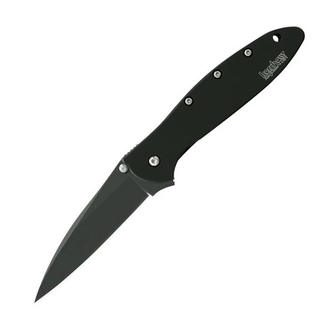 Kershaw Ken Onion Leek Folding Knife Plain Edge Black TiNi Blade Handle 1660CKT 1 Kershaw Ken Onion Leek Folding Knife Plain Edge Black TiNi Blade Handle 1660CKT