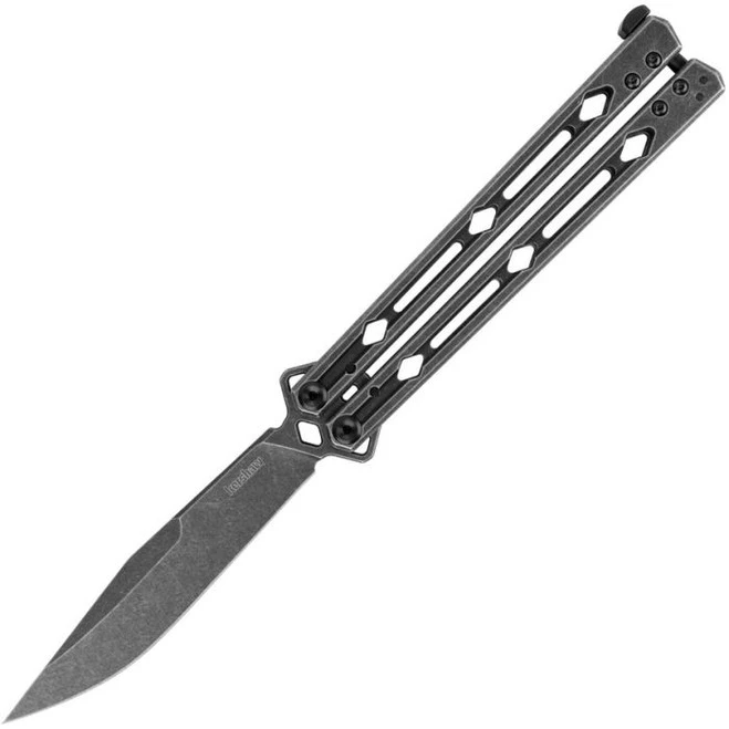 Kershaw Lucha Balisong Knife Blackwash Stainless Steel Handle 14C28N Drop Point Plain Edge 5150BW 1 Kershaw Lucha Balisong Knife Blackwash Stainless Steel Handle 14C28N Drop Point Plain Edge 5150BW