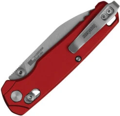 Kershaw Bel Air Folding Knife Red Aluminum Handle Magnacut Drop Point Plain Edge Stonewash Finish KS6105RDSW