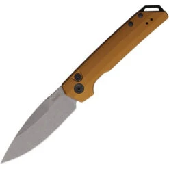 Kershaw Button Lock Automatic Launch Iridium Bronze Aluminum Handle CPM MagnaCut Stainless Spear Point Blade 7038BRZ