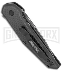 Kershaw Anso Fraxion Liner Lock Knife Carbon Fiber/G-10 BlackWash Clip Point 6 Kershaw Anso Fraxion Liner Lock Knife Carbon Fiber/G-10 BlackWash Clip Point -Grind worx Kershaw Anso Fraxion carbon fiber G10 blackwash 1160 BHQ 52157 er side large 1