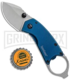 Kershaw Antic Frame Lock Knife Blue - 1.75" Bead Blast Drop Point -Grind worx Kershaw Antic FL Blue BB 8710 BHQ 94064 jr bottlecap large