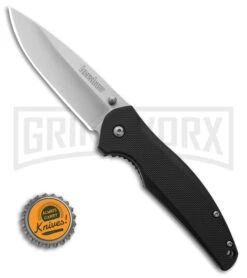 Kershaw Bowser Black Nylon Liner Lock Knife - Satin Plain -Grind worx Kershaw Bowser LLK Black Nylon 3in Satin BHQ 107942 td size large