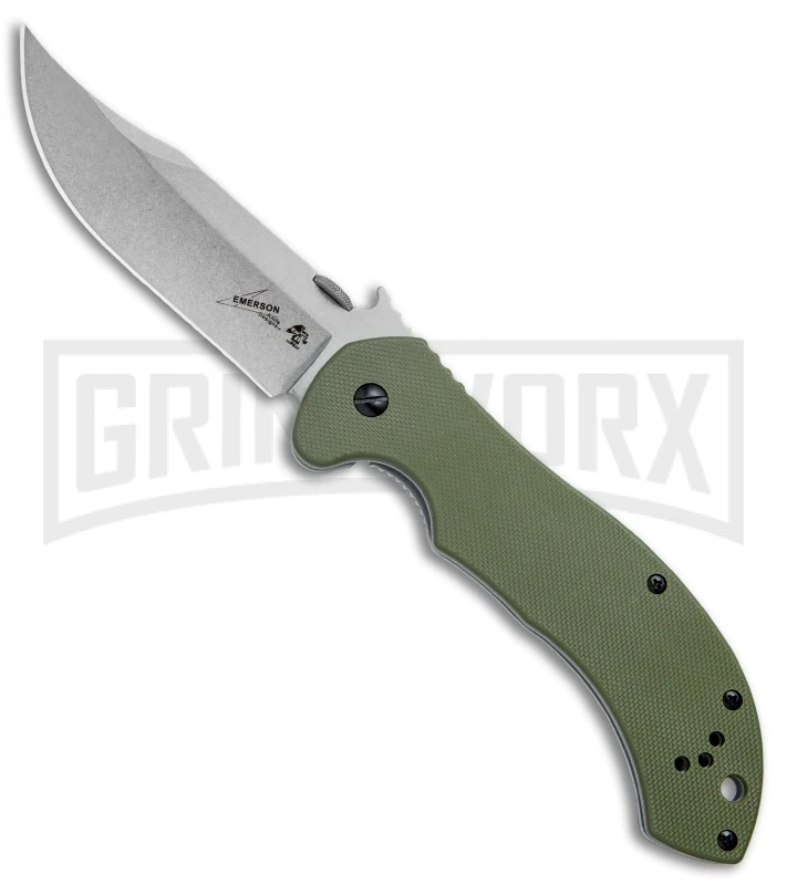 Kershaw Emerson CQC-10K Frame Lock Knife OD Green G-10 Stonewash 1 Kershaw Emerson CQC-10K Frame Lock Knife OD Green G-10 Stonewash