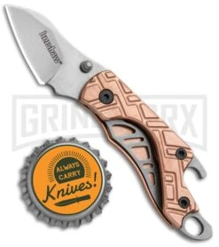 Kershaw Copper Cinder Keychain Knife Bottle Opener - Stonewash -Grind worx Kershaw Cinder Keychain Bottle Opener Copper SW 1025CU BHQ 94080 jr bottlecap large 1