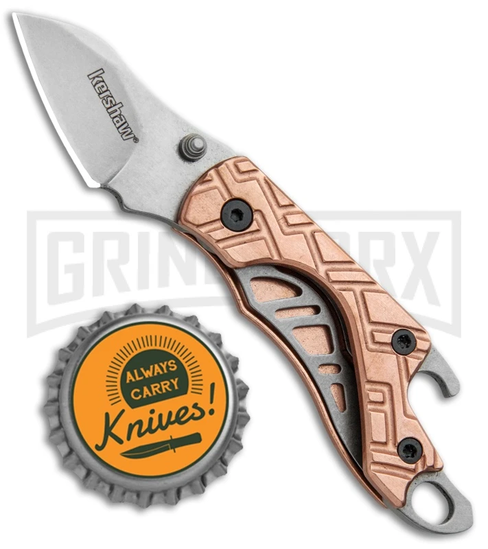 Kershaw Copper Cinder Keychain Knife Bottle Opener - Stonewash 4 Kershaw Copper Cinder Keychain Knife Bottle Opener - Stonewash - Image 4