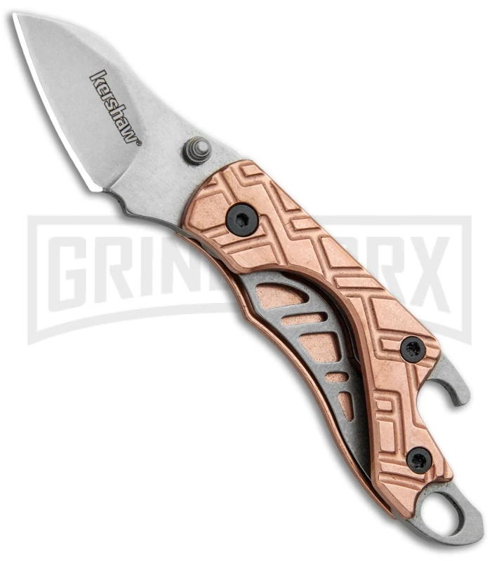 Kershaw Copper Cinder Keychain Knife Bottle Opener - Stonewash 1 Kershaw Copper Cinder Keychain Knife Bottle Opener - Stonewash