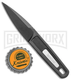 Kershaw Electron Black Fixed Blade Knife - Black Plain 5 Kershaw Electron Black Fixed Blade Knife - Black Plain -Grind worx Kershaw Electron Dagger Fixed Blade Black GFN Black BHQ 139788 jr bottlecap large