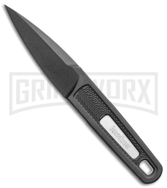 Kershaw Electron Black Fixed Blade Knife - Black Plain 1 Kershaw Electron Black Fixed Blade Knife - Black Plain