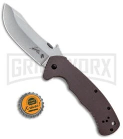 Kershaw CQC-11K D2 Frame Lock Knife Brown G-10 Stonewash Drop Point -Grind worx Kershaw Emerson CQC 11K D2 FL Brown G 10 SW 6031D2 BHQ 101840 jr bottlecap large