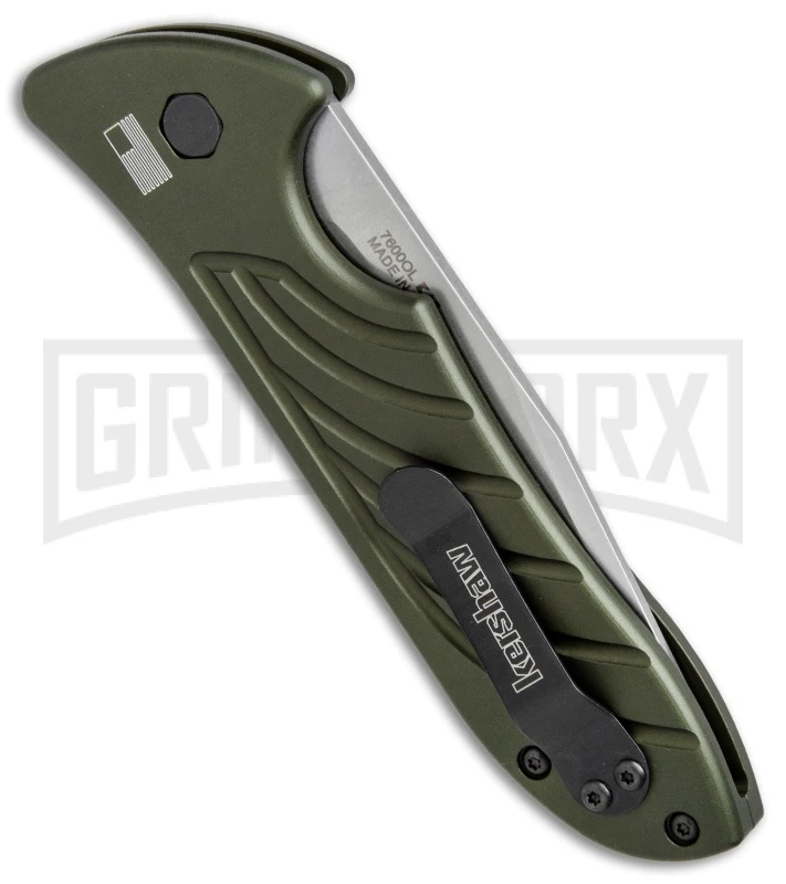 Kershaw Emerson Launch 5 OD Green Automatic Knife - Stonewash Plain 2 Kershaw Emerson Launch 5 OD Green Automatic Knife - Stonewash Plain - Image 2