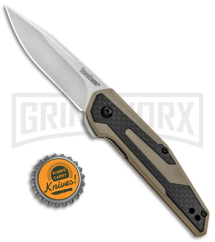 Kershaw Anso Fraxion Liner Lock Knife CF/Tan G-10 - Stonewash 4 Kershaw Anso Fraxion Liner Lock Knife CF/Tan G-10 - Stonewash - Image 4