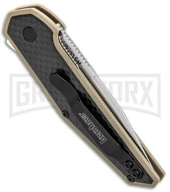 Kershaw Anso Fraxion Liner Lock Knife CF/Tan G-10 - Stonewash 6 Kershaw Anso Fraxion Liner Lock Knife CF/Tan G-10 - Stonewash -Grind worx Kershaw Fraxion LL Tan 1160TAN BHQ 83150 jr side large