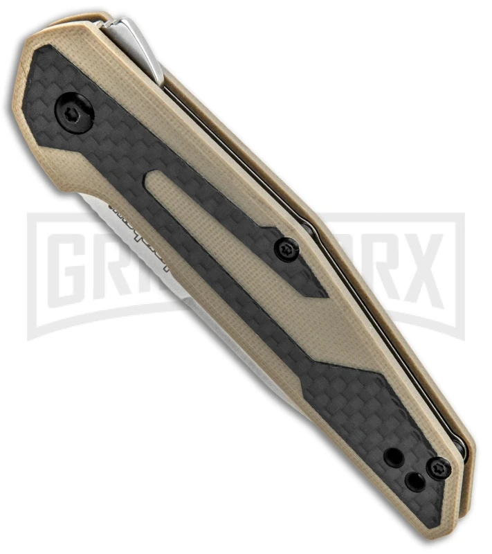 Kershaw Anso Fraxion Liner Lock Knife CF/Tan G-10 - Stonewash 2 Kershaw Anso Fraxion Liner Lock Knife CF/Tan G-10 - Stonewash - Image 2