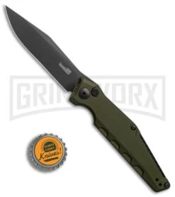 Kershaw Launch 7 Galyean OD Green Automatic Knife - Black Plain 8 Kershaw Launch 7 Galyean OD Green Automatic Knife - Black Plain -Grind worx Kershaw Galyean Launch 7 OD Green black BHQ 75927 er bottlecap large
