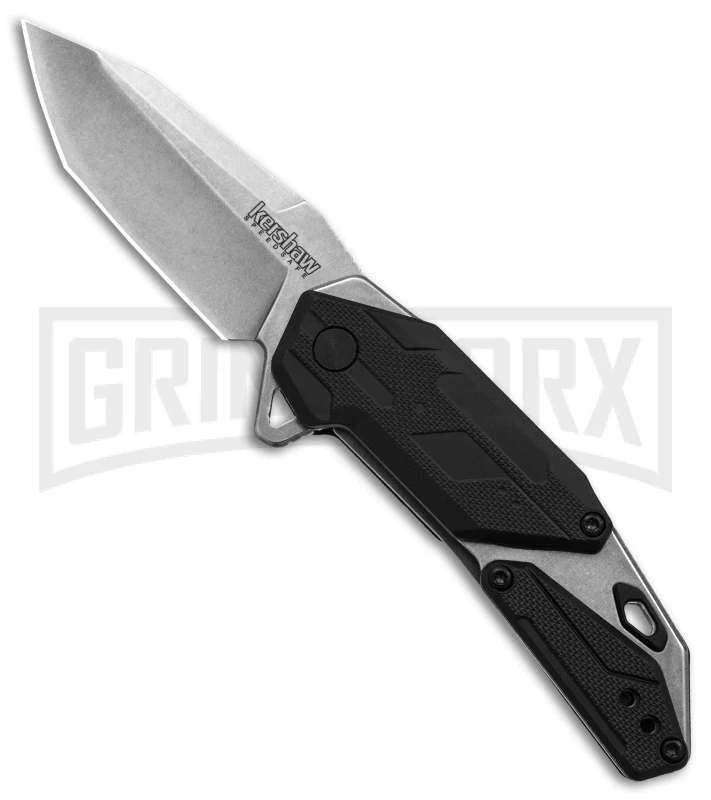 Kershaw Jetpack Black/Gray Spring Assisted Knife - Tanto Stonewash Plain 1 Kershaw Jetpack Black/Gray Spring Assisted Knife - Tanto Stonewash Plain