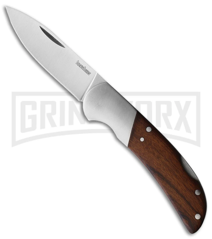 Kershaw Wood Lockback Knife - Satin Plain 1 Kershaw Wood Lockback Knife - Satin Plain