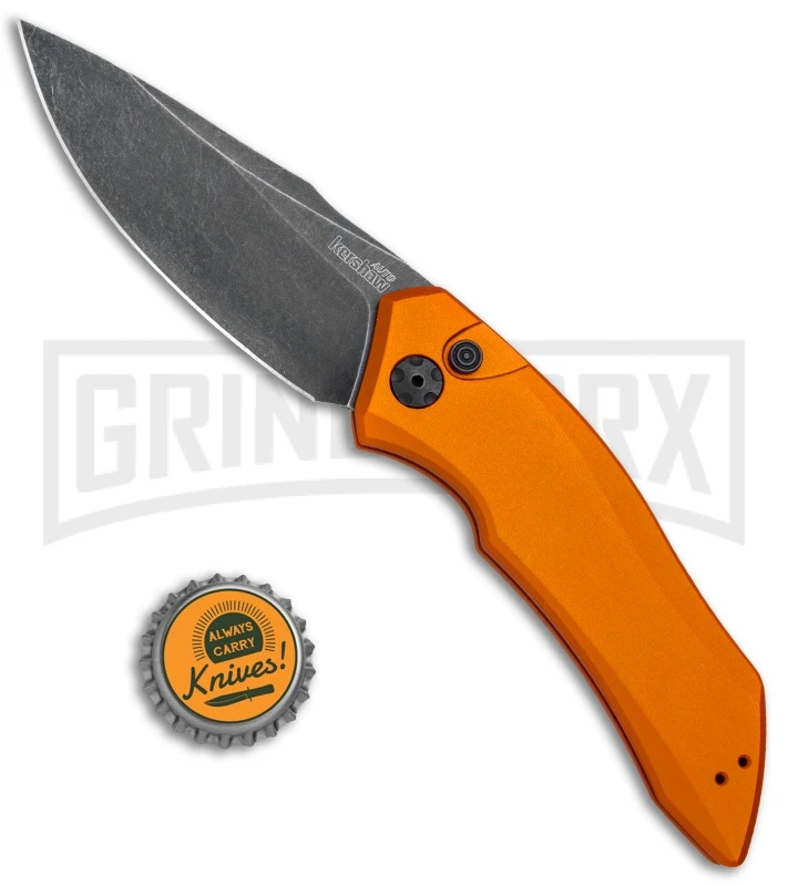 Kershaw Launch 1 Orange Aluminum Automatic Knife - Blackwash Plain 4 Kershaw Launch 1 Orange Aluminum Automatic Knife - Blackwash Plain - Image 4