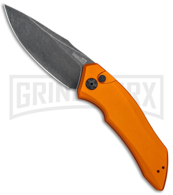 Kershaw Launch 1 Orange Aluminum Automatic Knife - Blackwash Plain 1 Kershaw Launch 1 Orange Aluminum Automatic Knife - Blackwash Plain