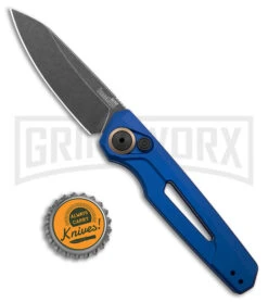 Kershaw Launch 11 Blue Aluminum Automatic Knife - Blackwash Plain 7 Kershaw Launch 11 Blue Aluminum Automatic Knife - Blackwash Plain -Grind worx Kershaw Launch 11 Auto Blue Aluminum Blackwash BHQ 178234 jr bottlecap large