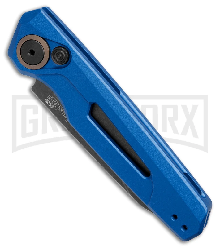 Kershaw Launch 11 Blue Aluminum Automatic Knife - Blackwash Plain 2 Kershaw Launch 11 Blue Aluminum Automatic Knife - Blackwash Plain - Image 2