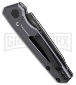 Kershaw Launch 11 Gray Aluminum Automatic Knife - Blackwash Plain -Grind worx Kershaw Launch 11 Auto Gray Aluminum Blackwash BHQ 178232 jr side large