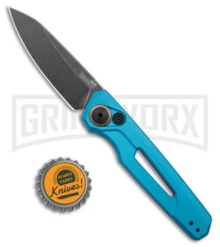 Kershaw Launch 11 Teal Aluminum Automatic Knife - Blackwash Plain 7 Kershaw Launch 11 Teal Aluminum Automatic Knife - Blackwash Plain -Grind worx Kershaw Launch 11 Auto Teal Aluminum Blackwash BHQ 178233 jr bottlecap large
