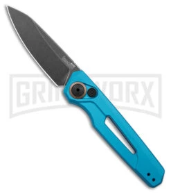 Kershaw Launch 11 Teal Aluminum Automatic Knife - Blackwash Plain