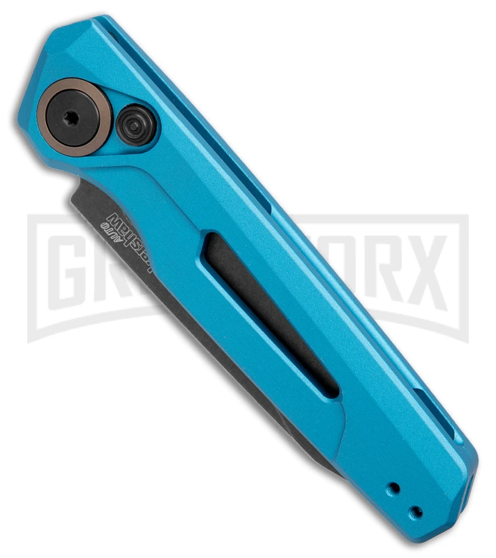 Kershaw Launch 11 Teal Aluminum Automatic Knife - Blackwash Plain 2 Kershaw Launch 11 Teal Aluminum Automatic Knife - Blackwash Plain - Image 2