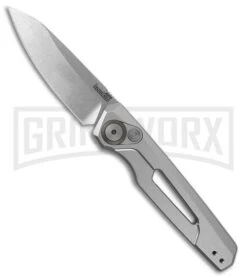 Kershaw Launch 11 Raw Aluminum Automatic Knife - Stonewash Plain