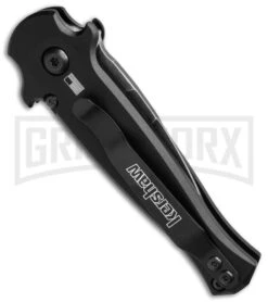 Kershaw Launch 12 CA Legal Black/Carbon Fiber Automatic Knife - Black SW Plain 6 Kershaw Launch 12 CA Legal Black/Carbon Fiber Automatic Knife - Black SW Plain -Grind worx Kershaw Launch 12 CA Legal mini Stiletto Automatic Knife Black CF 1in Black SW BHQ 145122 td side large