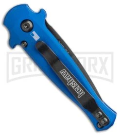 Kershaw Launch 12 Blue Aluminum/CF Mini Stiletto Automatic Knife - Black Plain 6 Kershaw Launch 12 Blue Aluminum/CF Mini Stiletto Automatic Knife - Black Plain -Grind worx Kershaw Launch 12 Mini Stiletto Automatic Knife Blue 2.5 Black 7125BLUBLK BHQ 117960 LS Side large