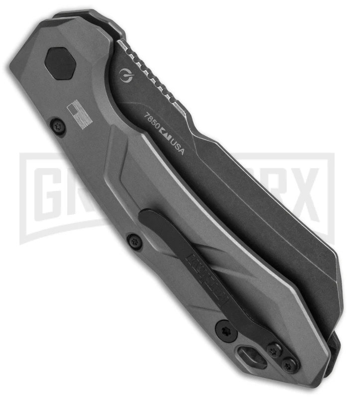 Kershaw Launch 14 Automatic Knife Cleaver Gray Aluminum - Black Stonewash Plain 3 Kershaw Launch 14 Automatic Knife Cleaver Gray Aluminum - Black Stonewash Plain - Image 3