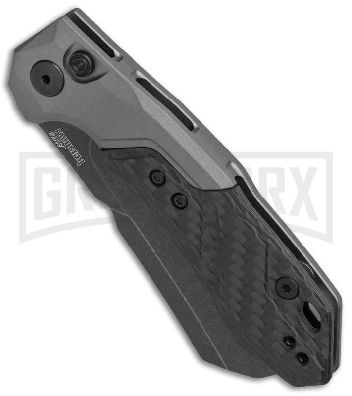 Kershaw Launch 14 Automatic Knife Cleaver Gray Aluminum - Black Stonewash Plain 2 Kershaw Launch 14 Automatic Knife Cleaver Gray Aluminum - Black Stonewash Plain - Image 2