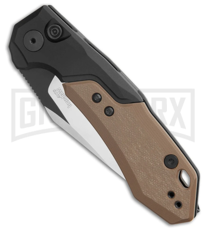 Kershaw Launch 19 Black Aluminum/Brown G-10 Automatic Knife - Two-Tone Plain 2 Kershaw Launch 19 Black Aluminum/Brown G-10 Automatic Knife - Two-Tone Plain - Image 2