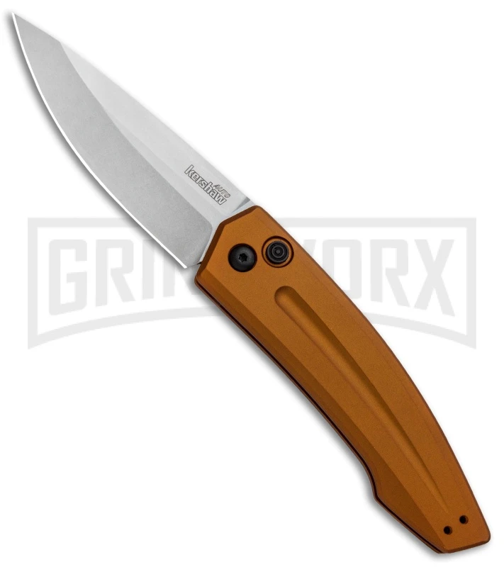 Kershaw Launch 2 Bronze Aluminum Automatic Knife - Stonewash Plain 1 Kershaw Launch 2 Bronze Aluminum Automatic Knife - Stonewash Plain
